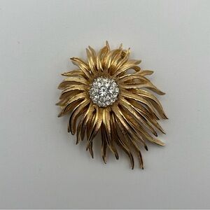 Vintage Marcel Boucher Gold Tone Carved Flower Brooch